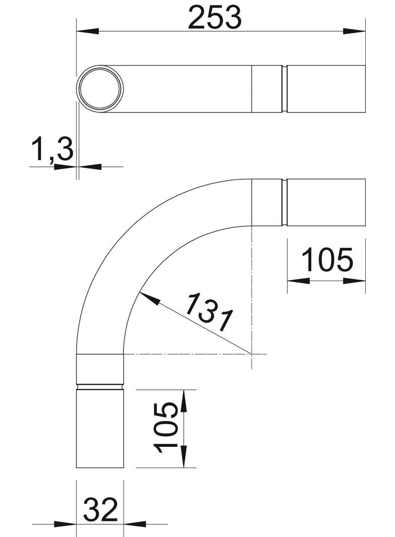 SB32 W ALU, Kolanko rurowe alu