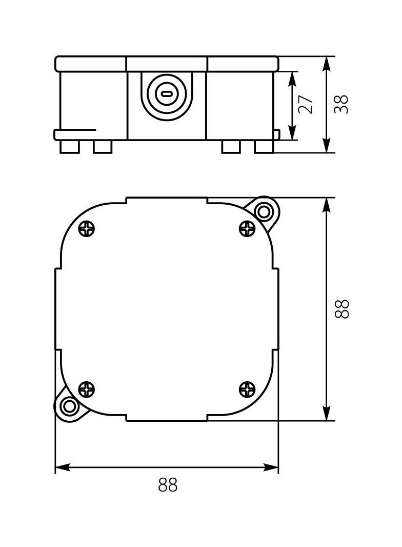 VP-74 Puszka n/t 88x88x40mm IP44 400V biała VP 074-01 61.173 OPATÓWEK