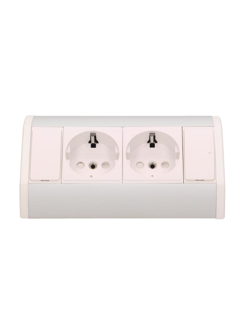 Gniazdo meblowe 2x2P+Z, schuko, biało-srebrne OR-GM-9005/W-G(GS) ORNO