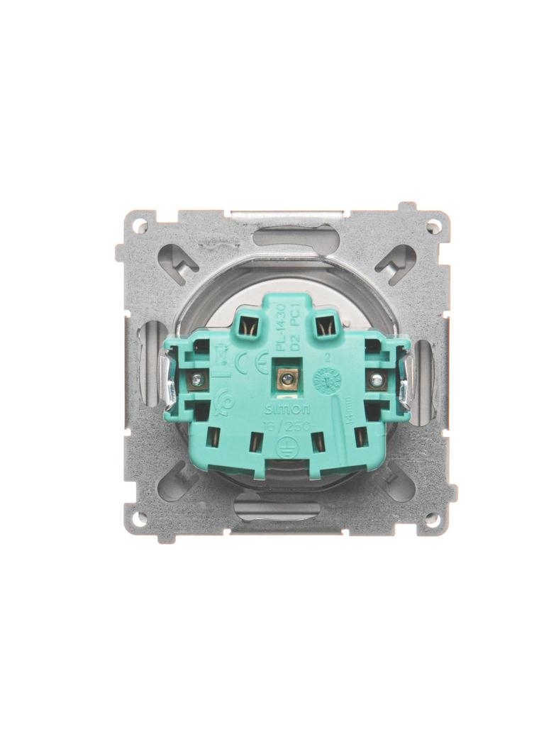Simon Basic Gniazdo wtyczkowe z uziemieniem z przesł. torów prądowych bryzgoszczelne IP44 16A 250V zaciski śrubowe klapka transp. stal inox BMGZ1BZ.01/21A BMGZ1Bz.01/21a KONTAKT