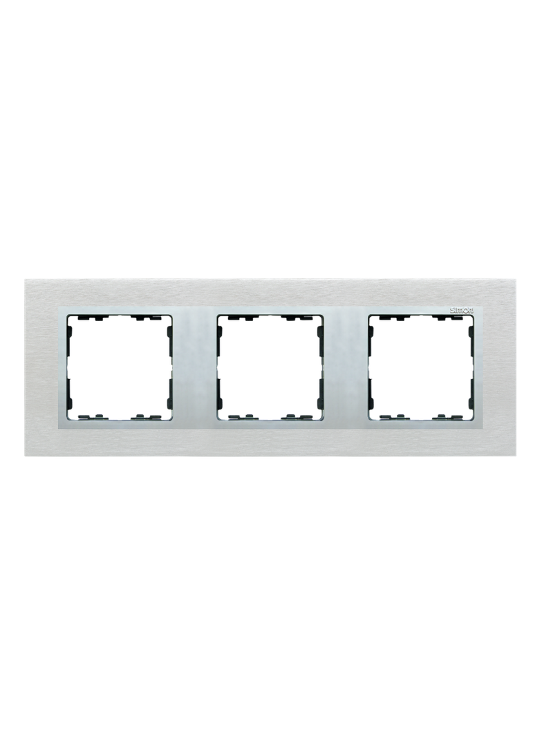 Simon 82 Nature Ramka 3-krotna Nature-metal Inox mat / pierścień aluminium mat