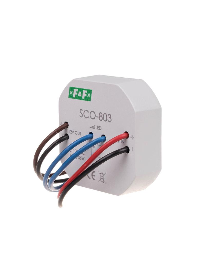 Ściemniacz oświetlenia LED z pamięcią zasilanie 12V DC 36W montaż w puszce fi60 SCO-803 F&F