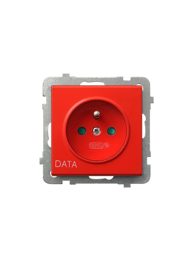 SONATA Gniazdo pojedyncze z uziemieniem DATA z przesłonami torów prądowych - kolor biały