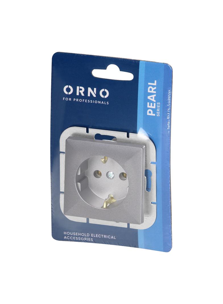 Gniazdo pojedyncze podtynkowe 2P+Z Schuko Pearl, 16A, 250V, PT-17P, antracyt OR-OE-7705(GS)/A ORNO