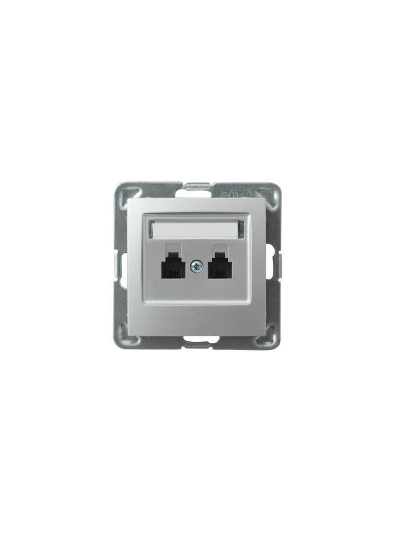 IMPRESJA Gniazdo telefoniczne podwójne niezależne - kolor srebro