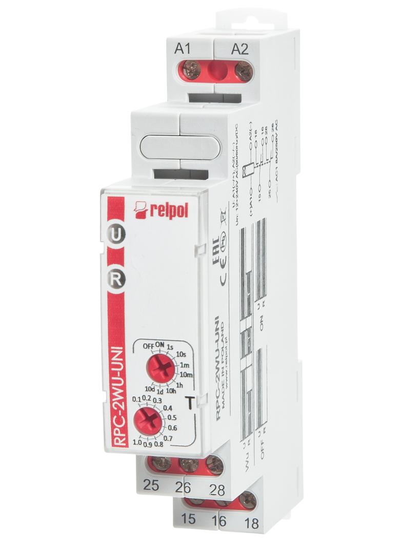 Przekaźnik czasowy 2P 1sek‑10dni 230V AC 50/60 Hz opóźnione załączenie RPC‑2E‑A230 863213 RELPOL