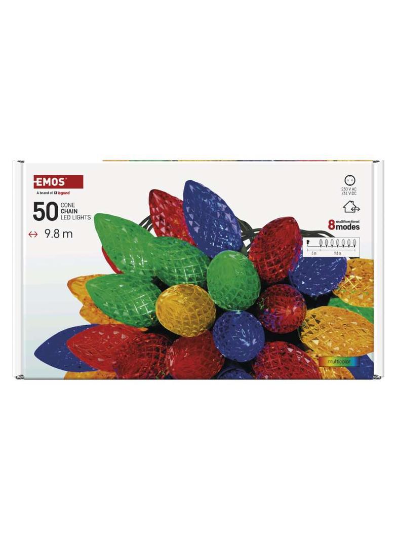 Szyszki choinkowe 50 LED 9,8 m multikolor 8 programów IP44 D5ZM01 EMOS