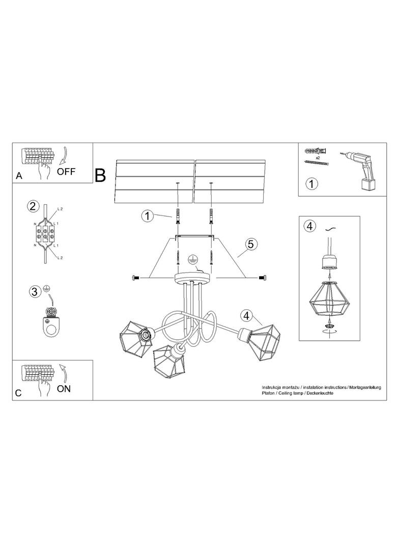 Sollux Żyrandol ARTEMIS 3S czarny SL.1109