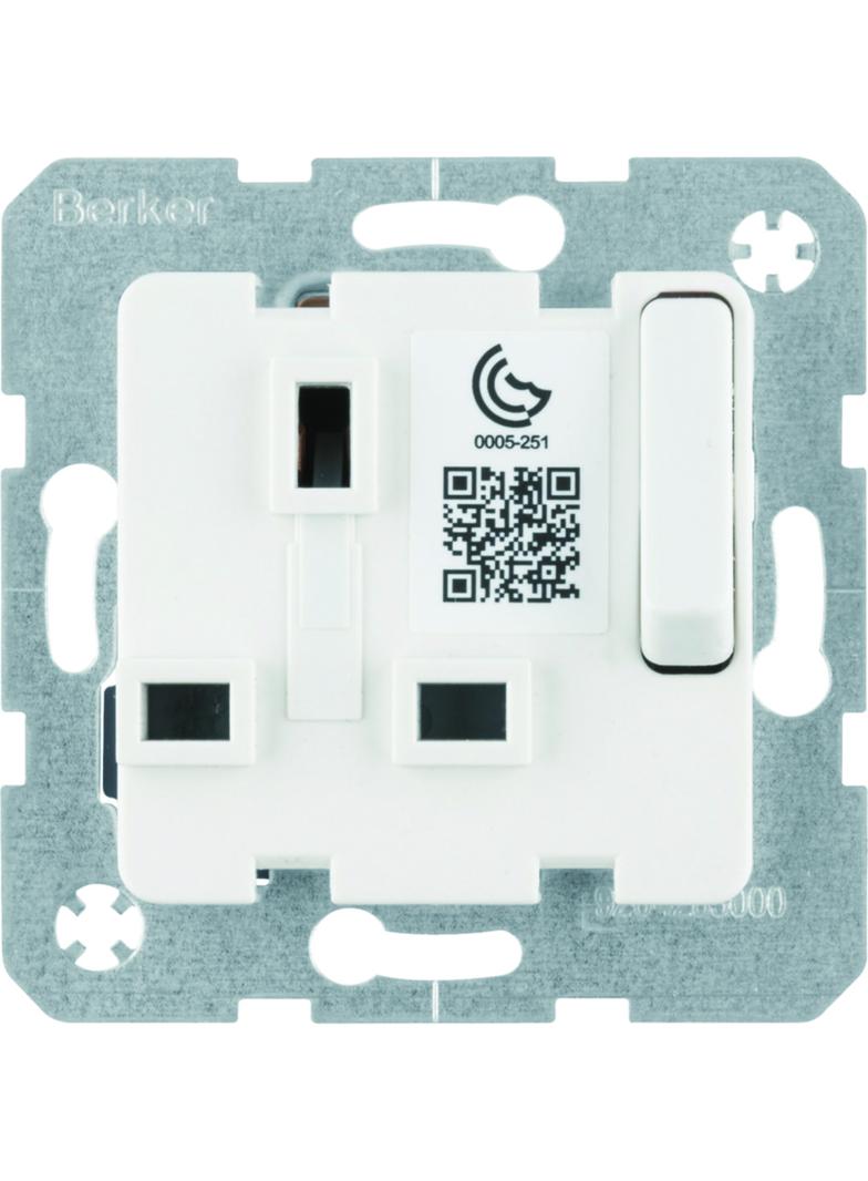 BERKER B.Kwadrat/Q.x mechanizm gniazda z uziemieniem standard brytyjski z łącznikiem i przesłonami s