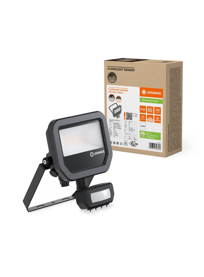 Naświetlacz LED z czujnikiem ruchu FLOODLIGHT sensor PFM G4 6W8W IP65 4000K 145lm/W czarny LEDVANCE