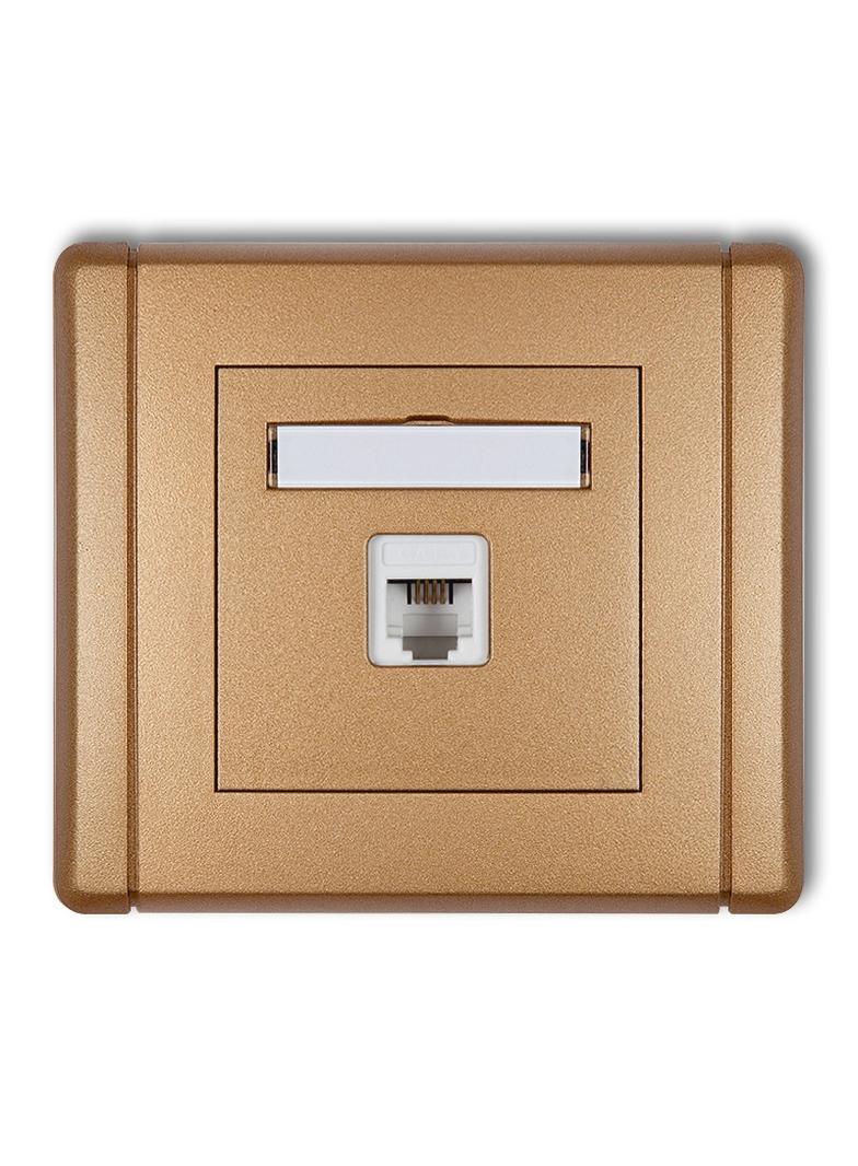 FLEXI Gniazdo telefoniczne pojedyncze 1xRJ11, 4-stykowe, beznarzędziowe złoty metalik