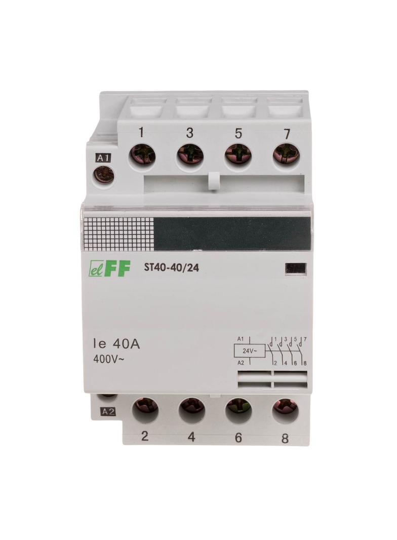 Stycznik modułowy, montaż na szynie styki 4NO, 40A