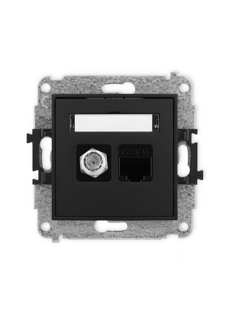 ICON Mechanizm gniazda antenowego poj. typu F (SAT) + gniazda komp. poj. 1xRJ45, kat. 6, 8-stykowy c