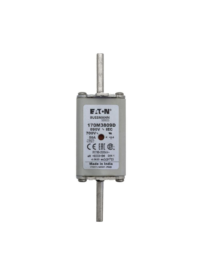 FUSE 50A 690V aR DIN 1 HSDNH Wkładka szybka 50A 690V aR DIN 1 podwójny wskaźnik 170M3809D EATON