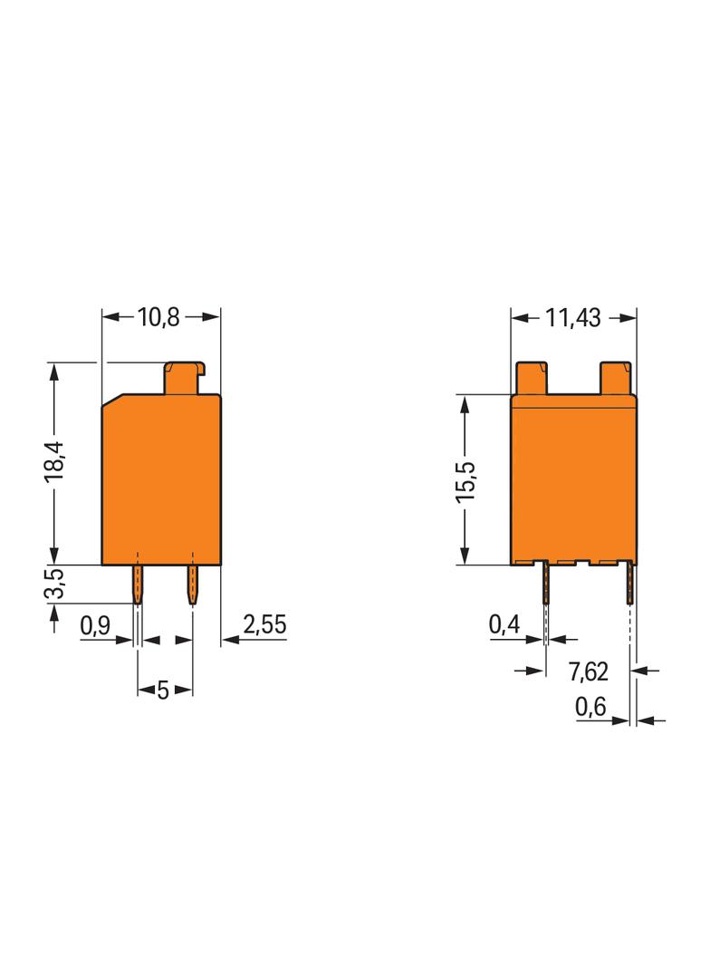 blok zaciskowy do płytek drukowanych 2-bieg. pomarańczowy raster 3,81 mm