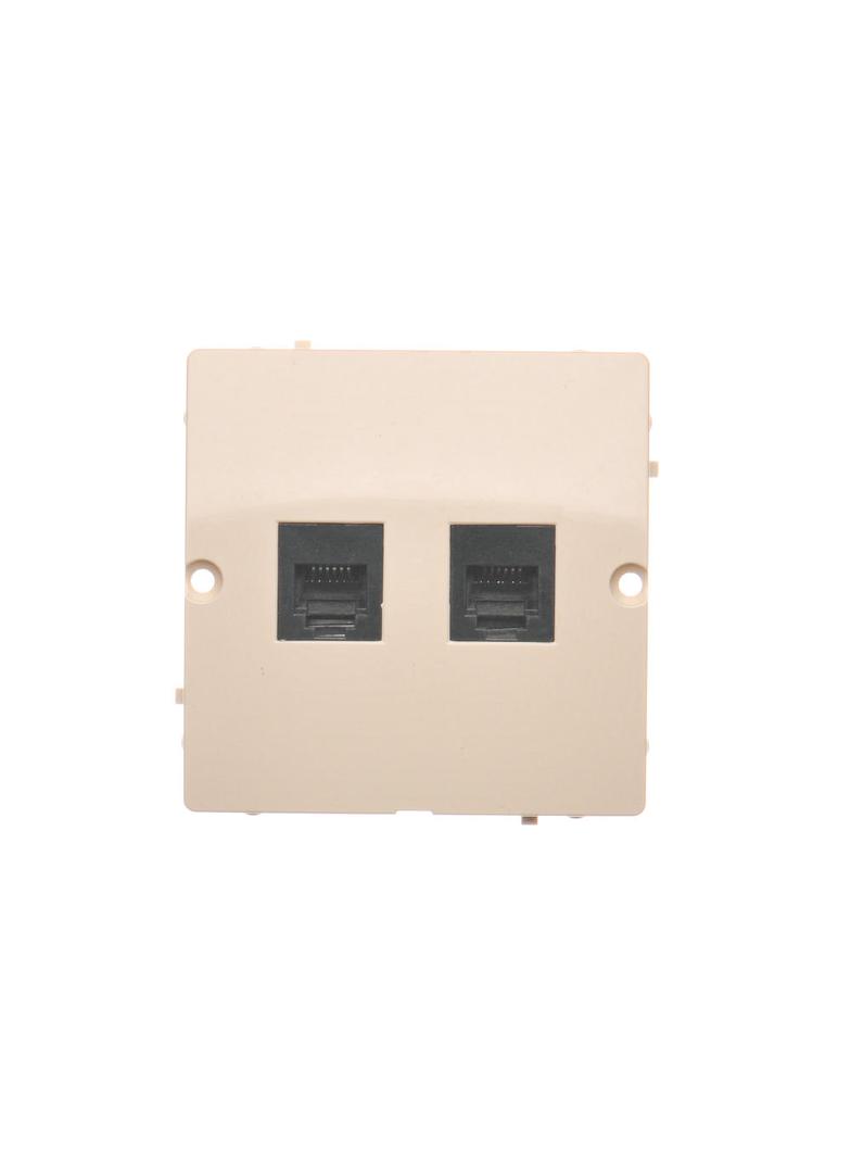 Simon Basic Gniazdo telefoniczne RJ12 podwójne Montaż gniazda na wkręty do puszki beż