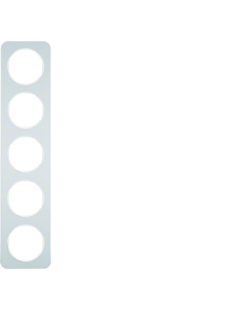 BERKER R.1 Ramka pięciokrotna aluminium/biała 10152174 HAGER