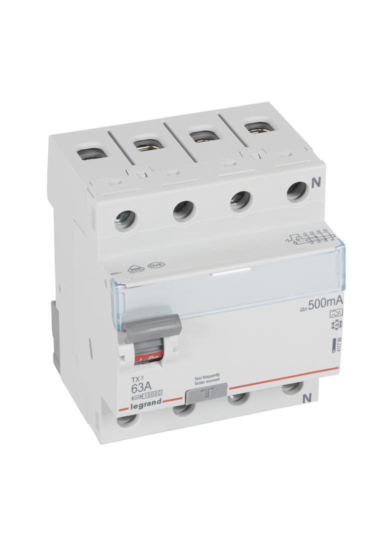 WYŁĄCZNIK RÓŻNICOWOPRĄDOWY P 304 4P 63A 500MA TYP A SERII TX3, Legrand