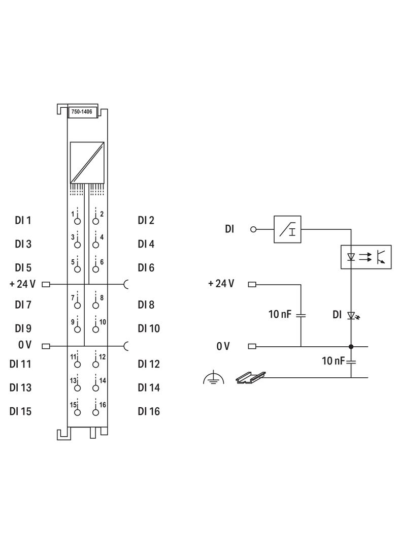 moduł 16DI 24V DC 0.2ms z zaciskiem CAGE CLAMPS
