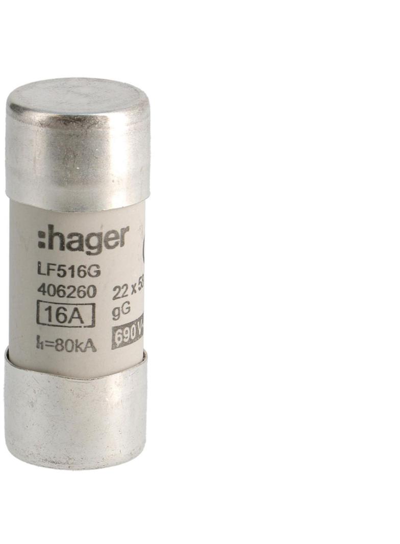 Wkładka bezpiecznikowa cylindryczna CH-22 22x58mm gG 16A 690VAC LF516G HAGER