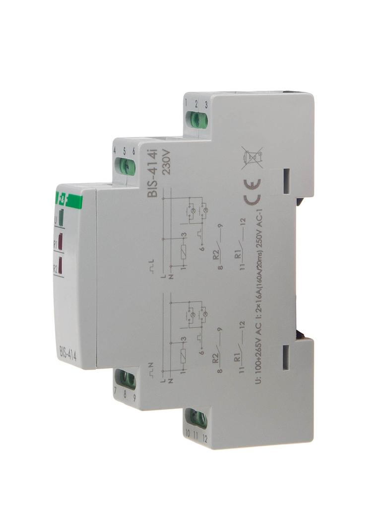 Przekaźnik bistabilny sekweRyjny na szynę DIN z przekaźnikiem inrush 160A/20ms BIS-414-LED F&F