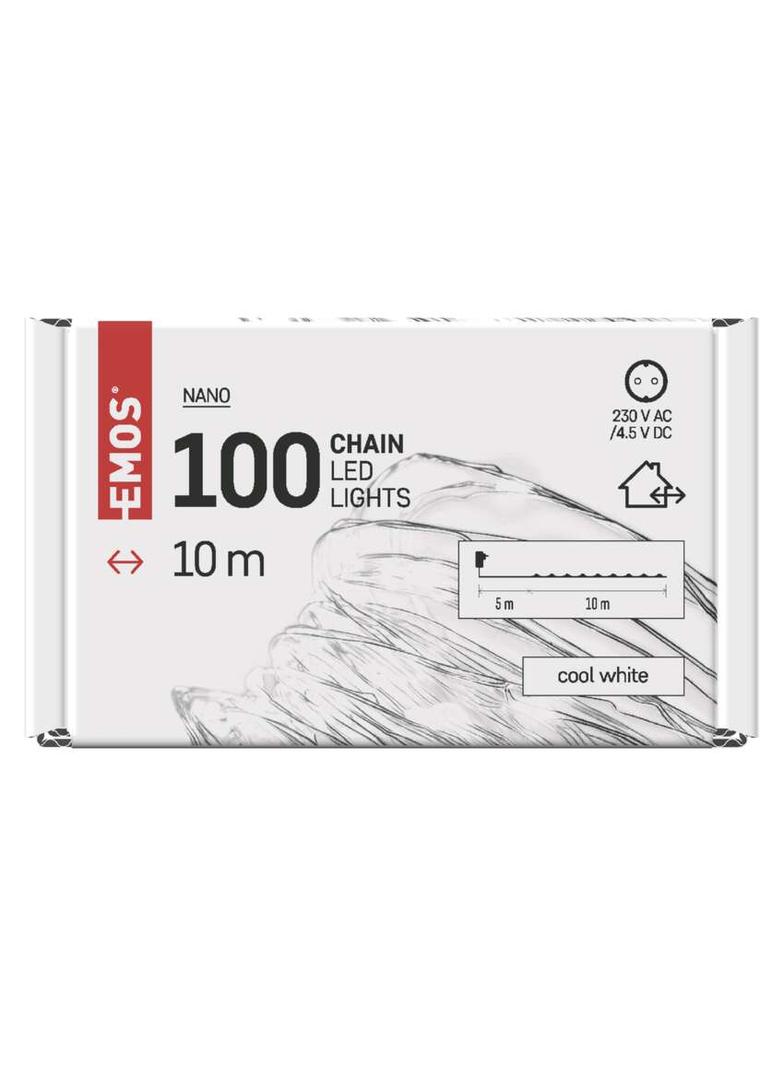 Lampki świąteczne 100LED nano łezki 10m zimna biel srebrny przewód IP44 timer D3AC01 EMOS
