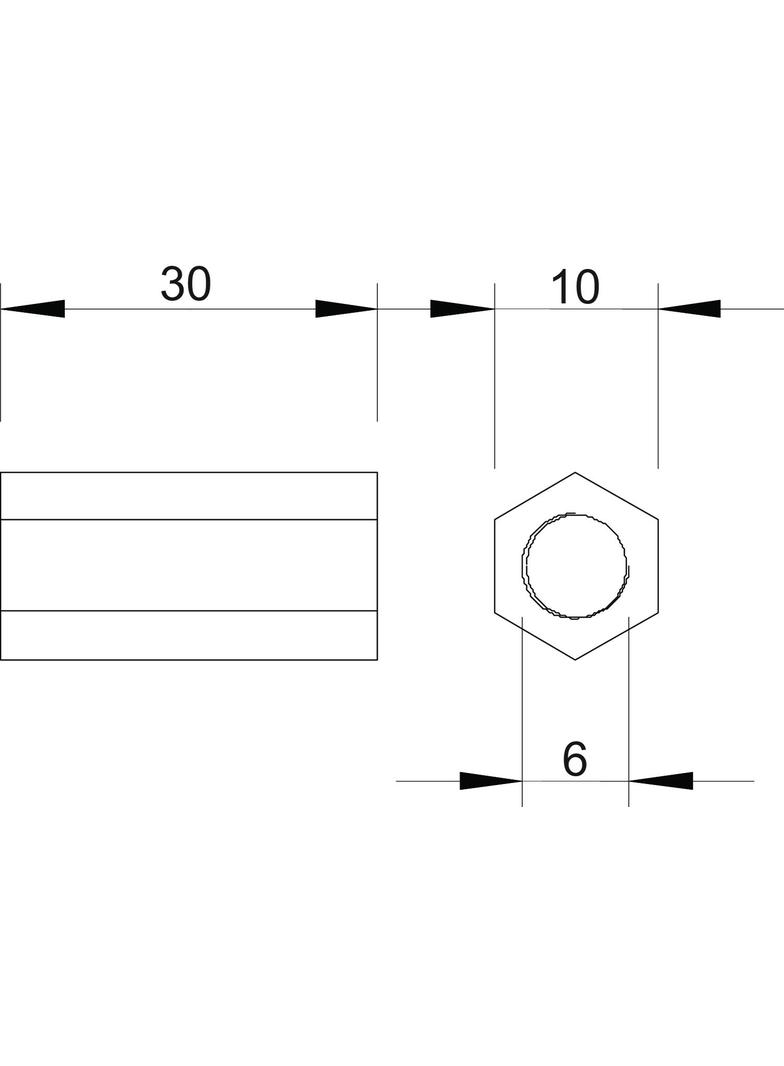 MUFY DYSTANSOWE M6X30