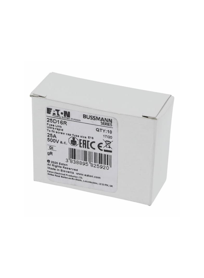 FUSE 25A DI/E16 GR 500VAC Wkładka DI 20A GR 500VAC E16 25D16R EATON