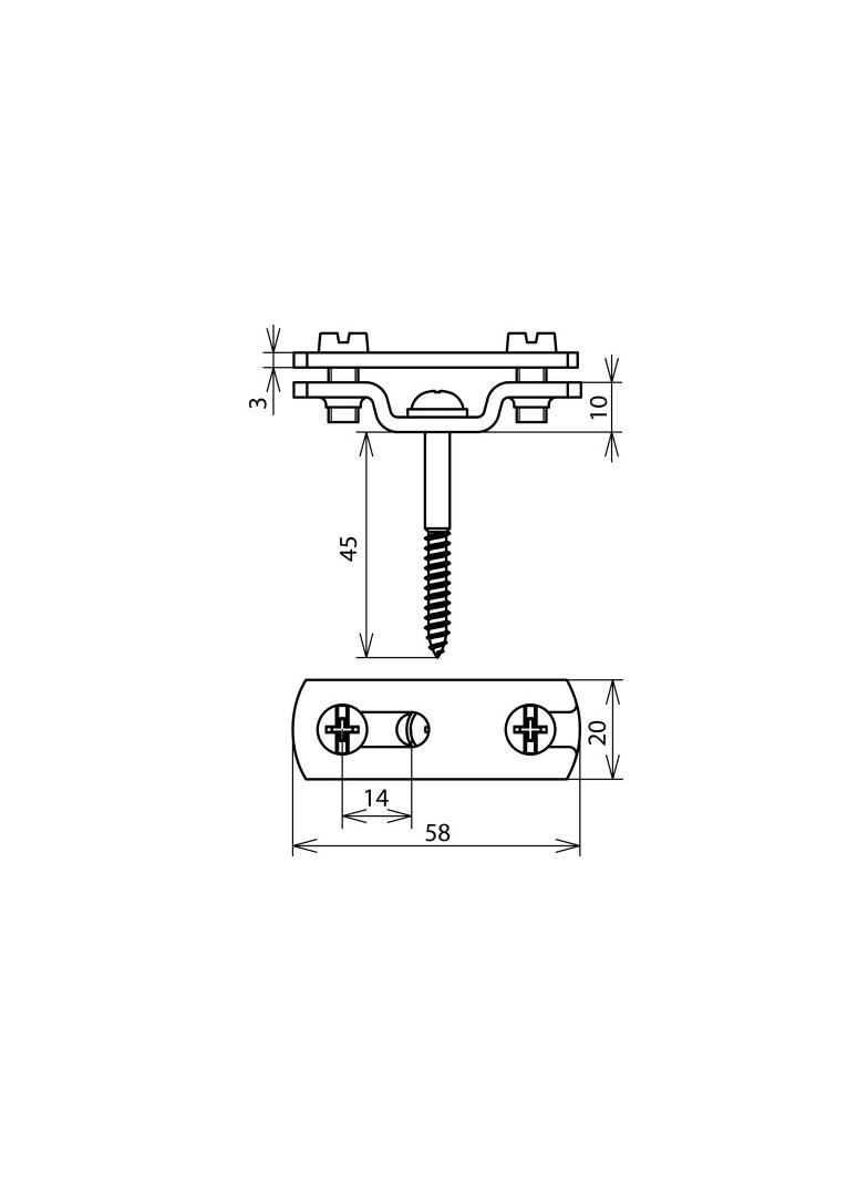 Wspornik do płaskownika do 30 mm, z wkrętem do drewna, St/tZn