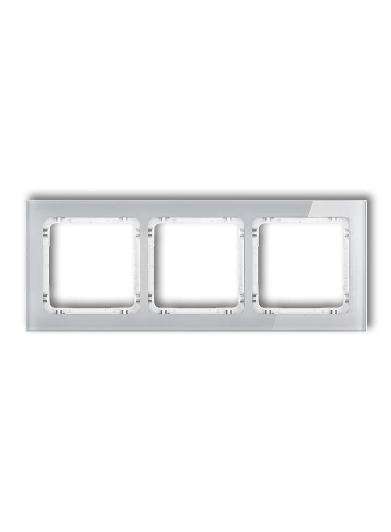 DECO Ramka uniwersalna potrójna - efekt szkła (ramka: szara; spód: biały)