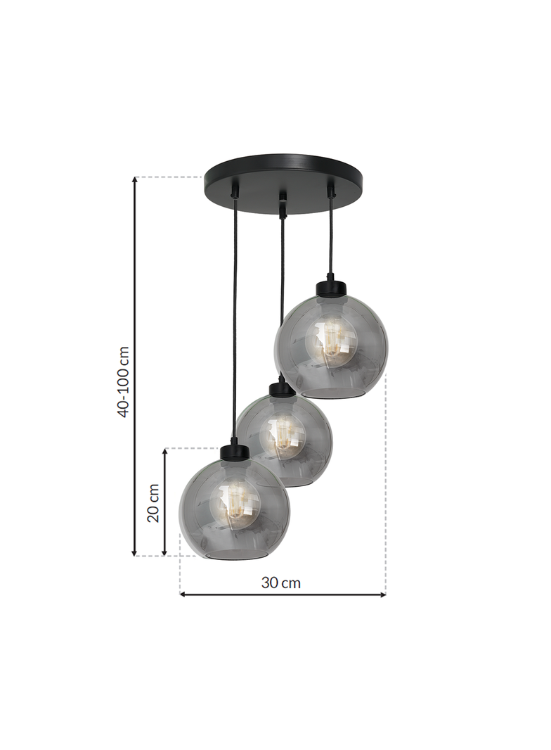 Milagro lampa wisząca Sofia Smoked 3xE27 czarna MLP6583