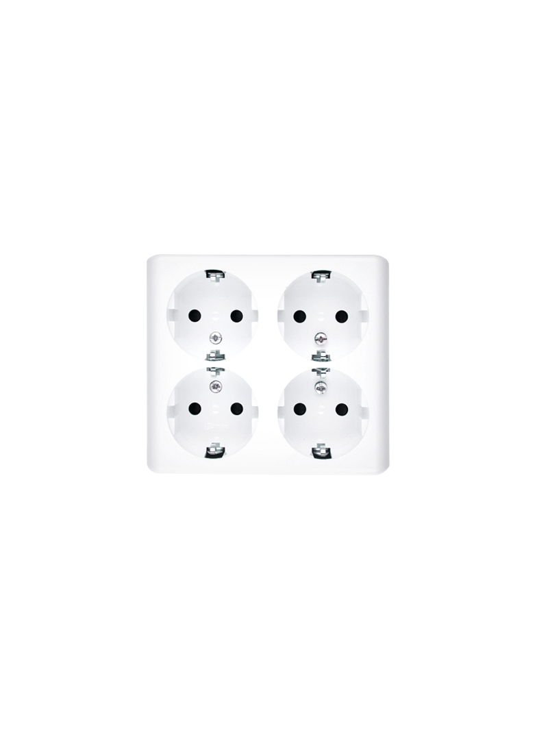 Simon 54 Gniazdo poczwórne Schuko n/t z przesłonami wersja skandynawska 16A szybkozłączka kremowy