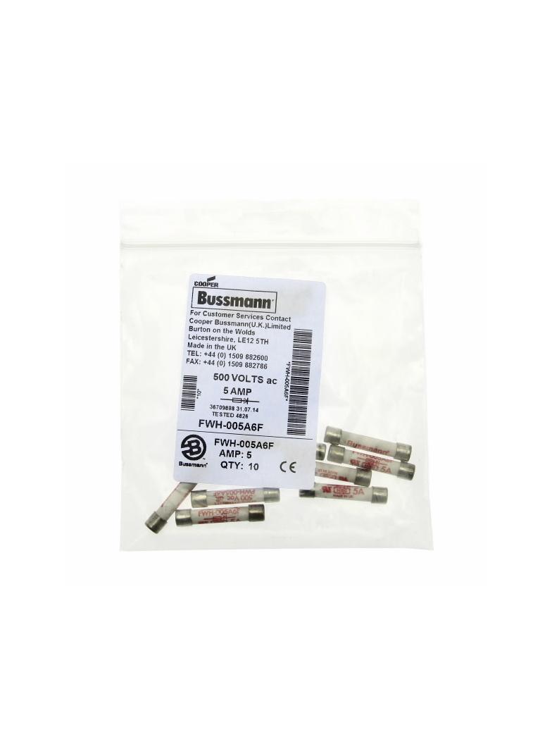 5.0A 500V AC UL 6x32mm FERRULE FUSE Wkładka szybka 5A AC 500V 6x32 mm aR UL FWH-005A6F EATON