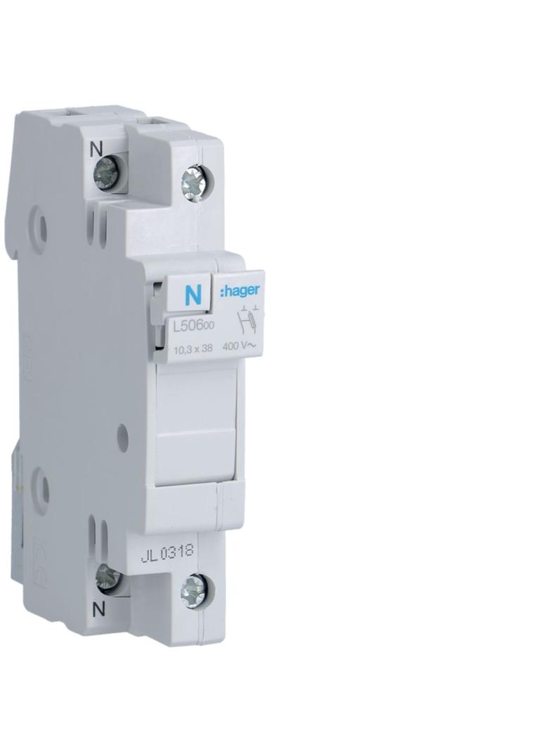 Modułowa podstawa bezpiecznikowa 1P+N wkł.bezp.cyl.L38 10x38mm 32A 400VAC L50600 HAGER