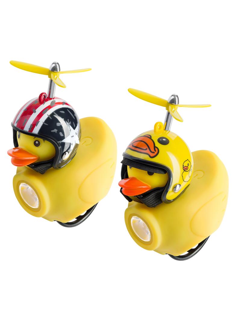 Światło rowerowe + dzwonek, kaczka w kasku, 130lm, 800mAh, 6000K, 2 wzory (mix)