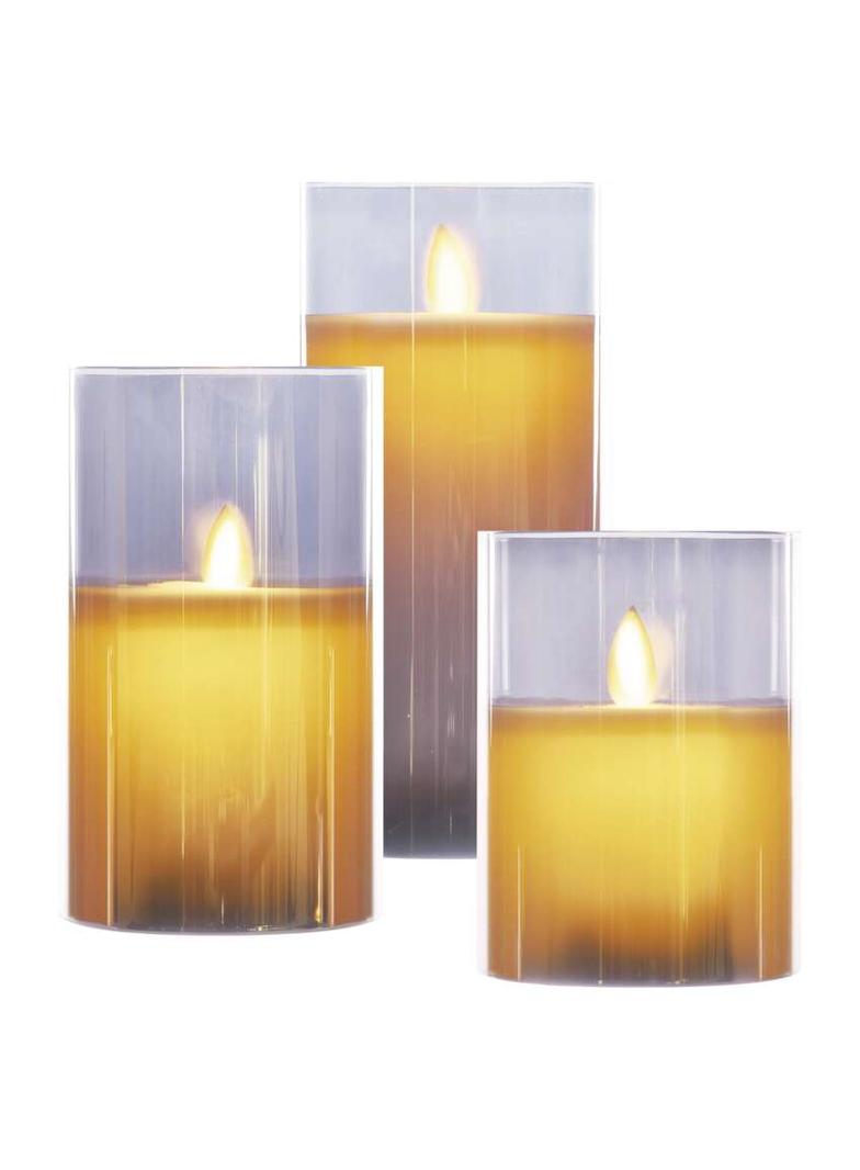 Świece świąteczne woskowe w szkle 100 LED 3 szt 6x AA ciepła biel IP20 timer DCCW05 EMOS
