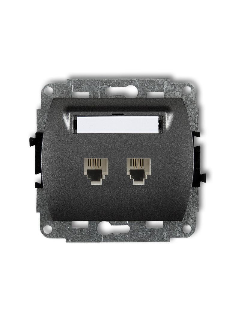 TREND Mechanizm gniazda telefonicznego podwójnego 2xRJ11, 4-stykowy grafitowy