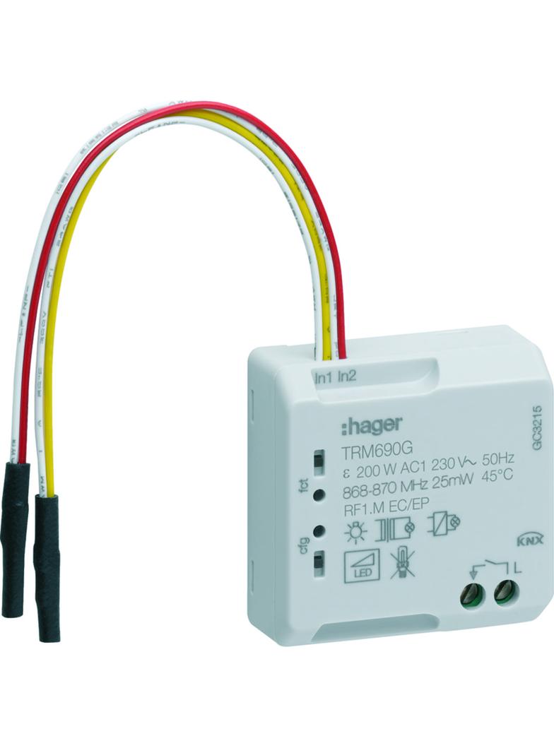 KNX q/e/s Wyjście załączające elektroniczne pojedyncza + wejście bezpotencjałowe 2-kr TRM690G HAGER