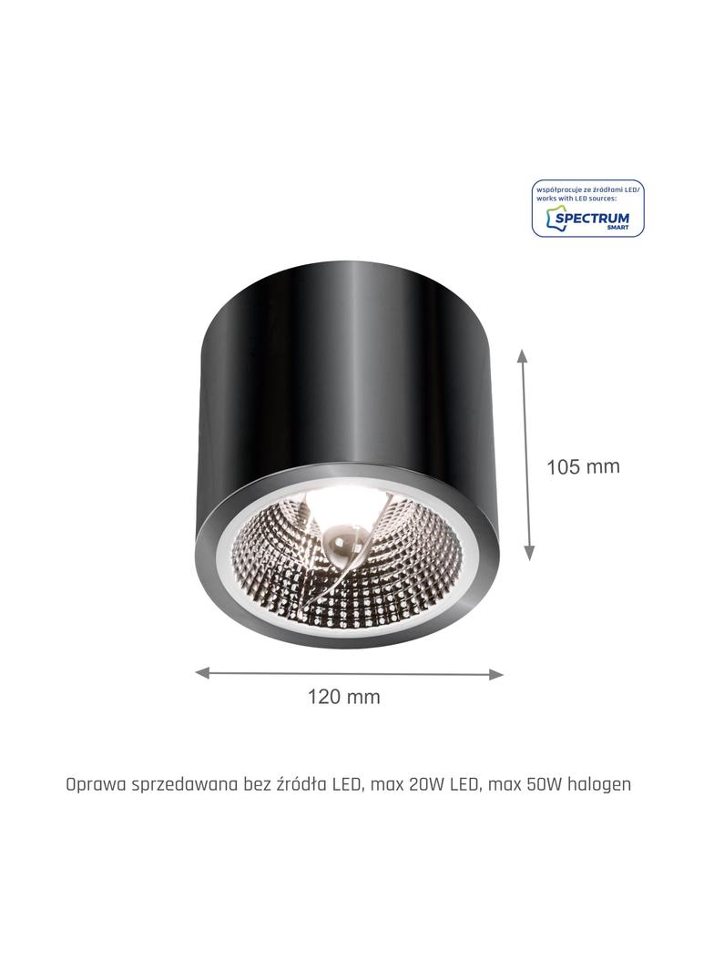CHLOE AR111 Metalica IP20 okrągła czarny chrom nieruchoma