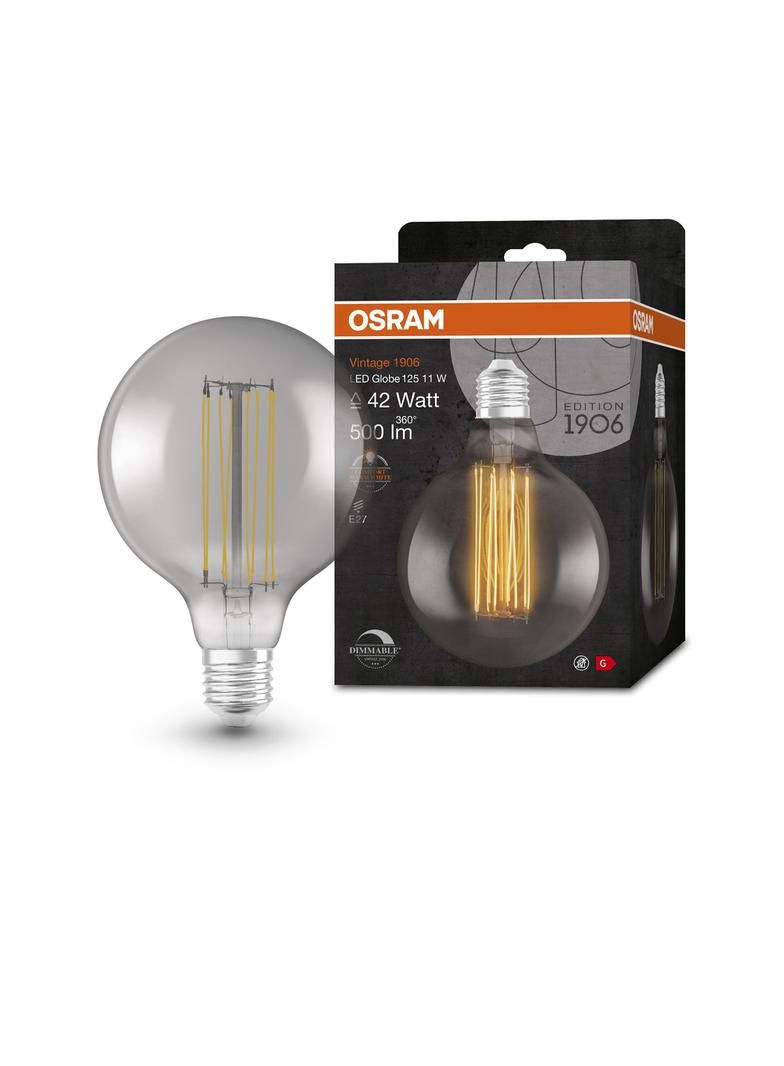 Lampa LED Vintage 1906 SMOKE 125 dim 11W/818 szkło przezroczyste E27