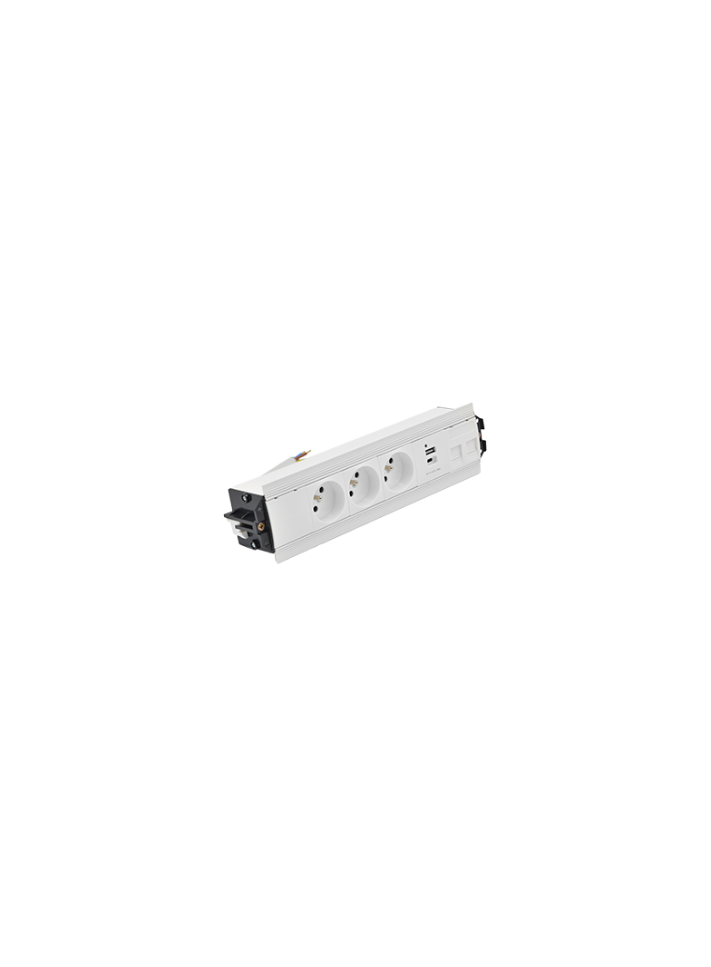 SIMON 480 TS48-530E30BK0-33 Indesk 3 gn. typ E + ładow. USB A+C i płytka dla 2 złączy RJ45 keystone;