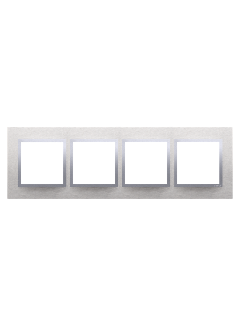 Simon 54 Nature Ramka 4-krotna Nature-Metal INOX KLASYCZNY IP20/IP44* (*IP44-należy zastosować zestaw uszczelek DUN4) DRN4/77 KONTAKT