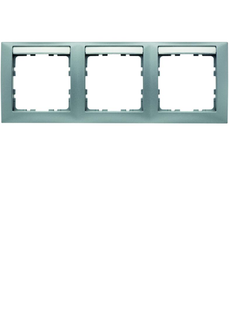 BERKER B.Kwadrat Ramka potrójna pozioma z polem opisowym aluminium mat 10239959 HAGER
