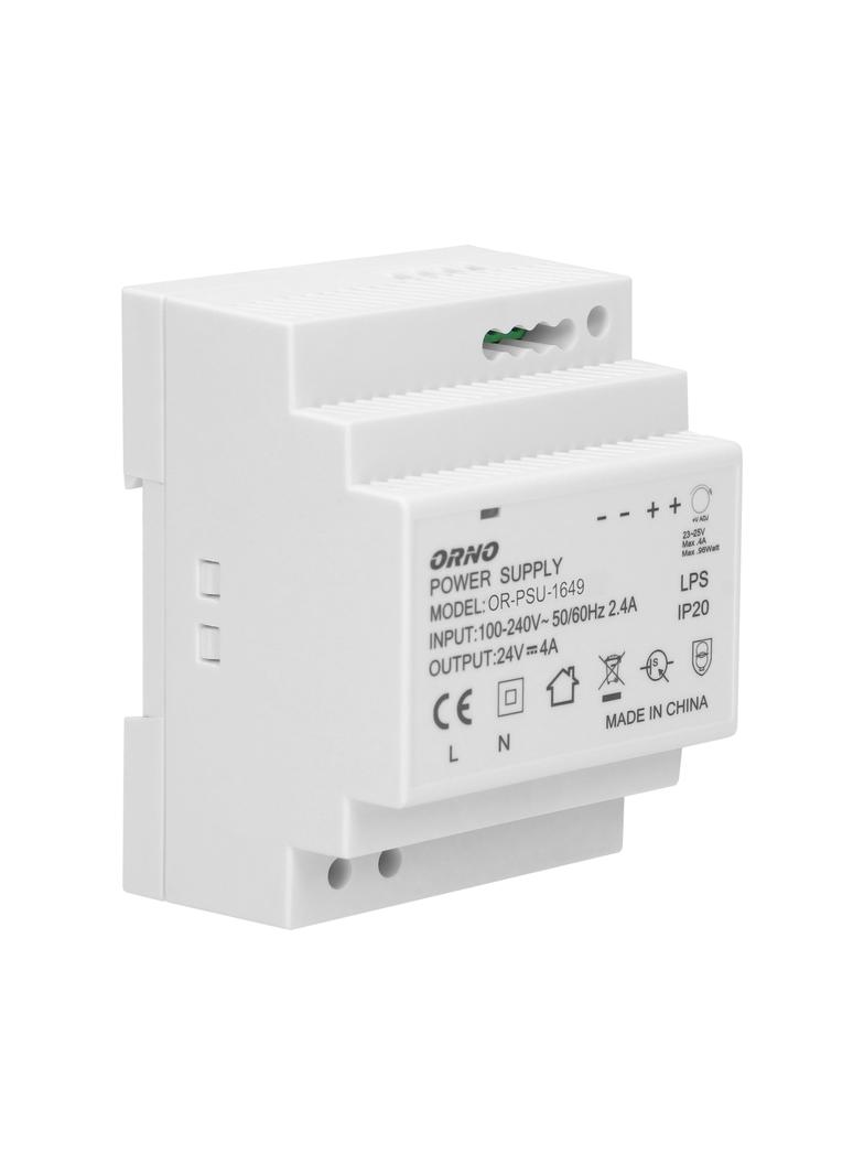 Zasilacz na szynę DIN 24VDC, 4A, 100W, szerokość 4 moduły OR-PSU-1649 ORNO