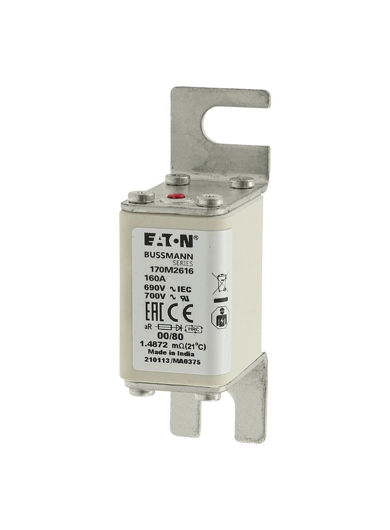 160A 690V aR 00/80 SQ. BODY IND. FUSE Wkładka szybka 160A AC 690V DIN 00 30x51x100 mm aR, 170M2616 E