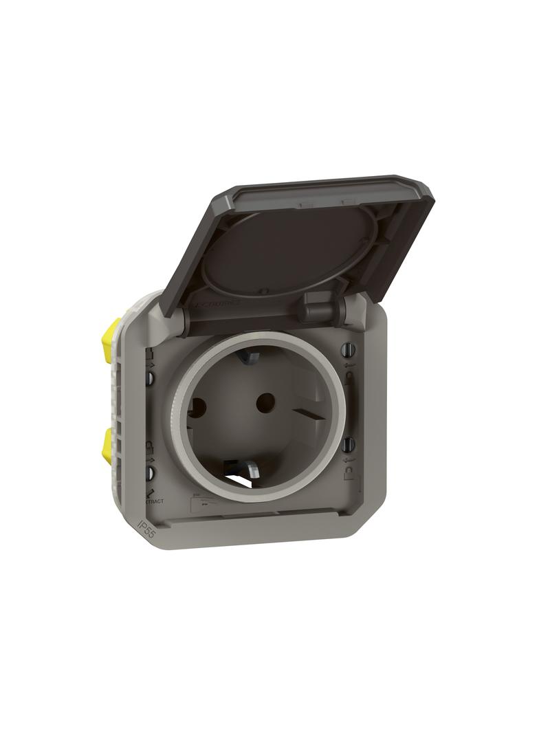 NOWE PLEXO - GN. SCHUKO 2P+Z ZACISKI AUTO MECHANIZM 16 A-250V ANTRACYT 069871L LEGRAND