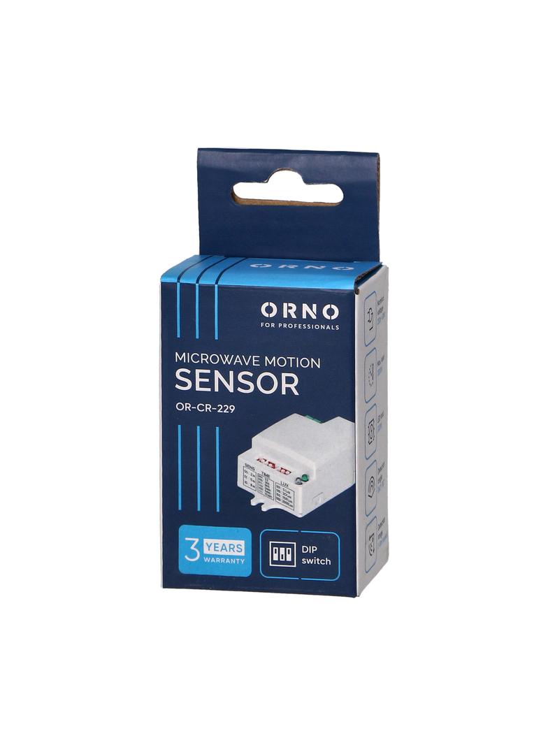 Mikrofalowy czujnik ruchu mini 360/180st. z regulacją zworkową IP20 1200W OR-CR-229 ORNO