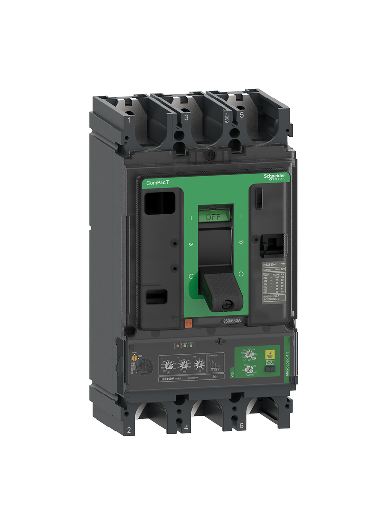 Wyłącznik, ComPacT NSX, NSX630F, Mic4.3, 570A, 3P, 36kA, Vigi