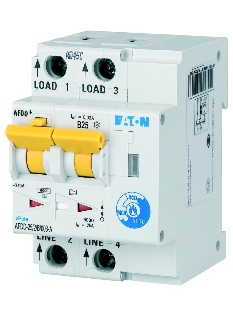 AFDD-25/2/B/003-A Przeciwpożarowy detektor iskrzenia 10kA B25A 2P 30mA typ A 187225 EATON