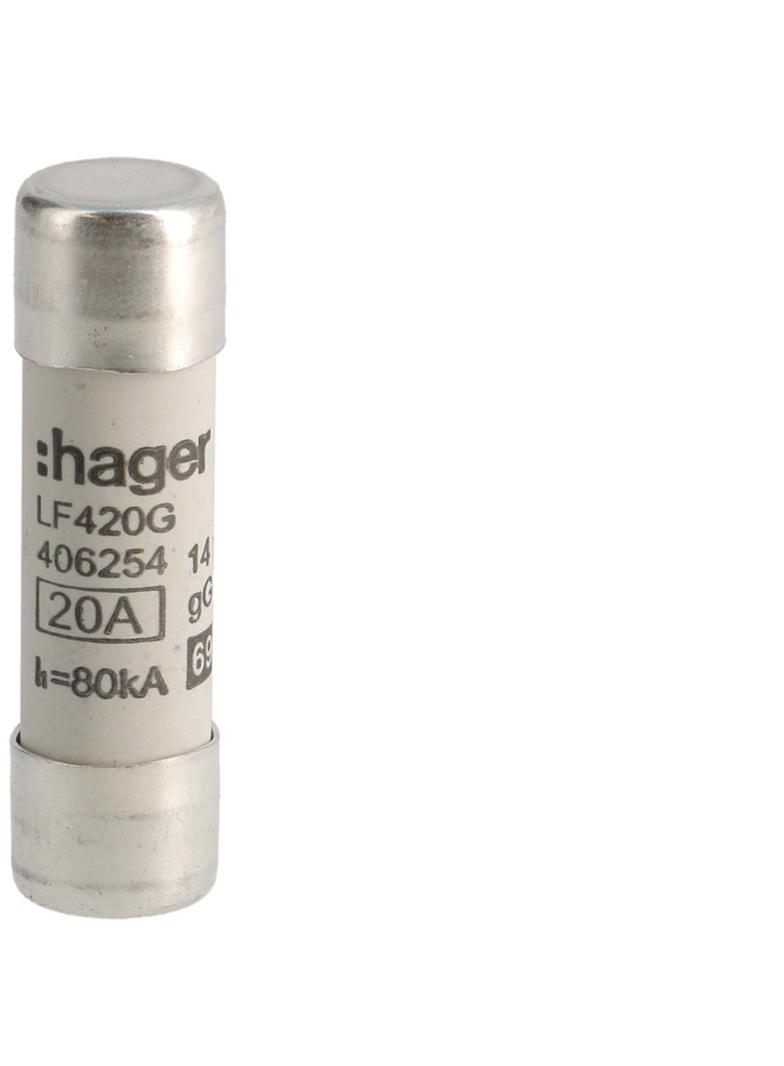 Wkładka bezpiecznikowa cylindryczna CH-14 14x51mm gG 20A 500VAC LF420G HAGER
